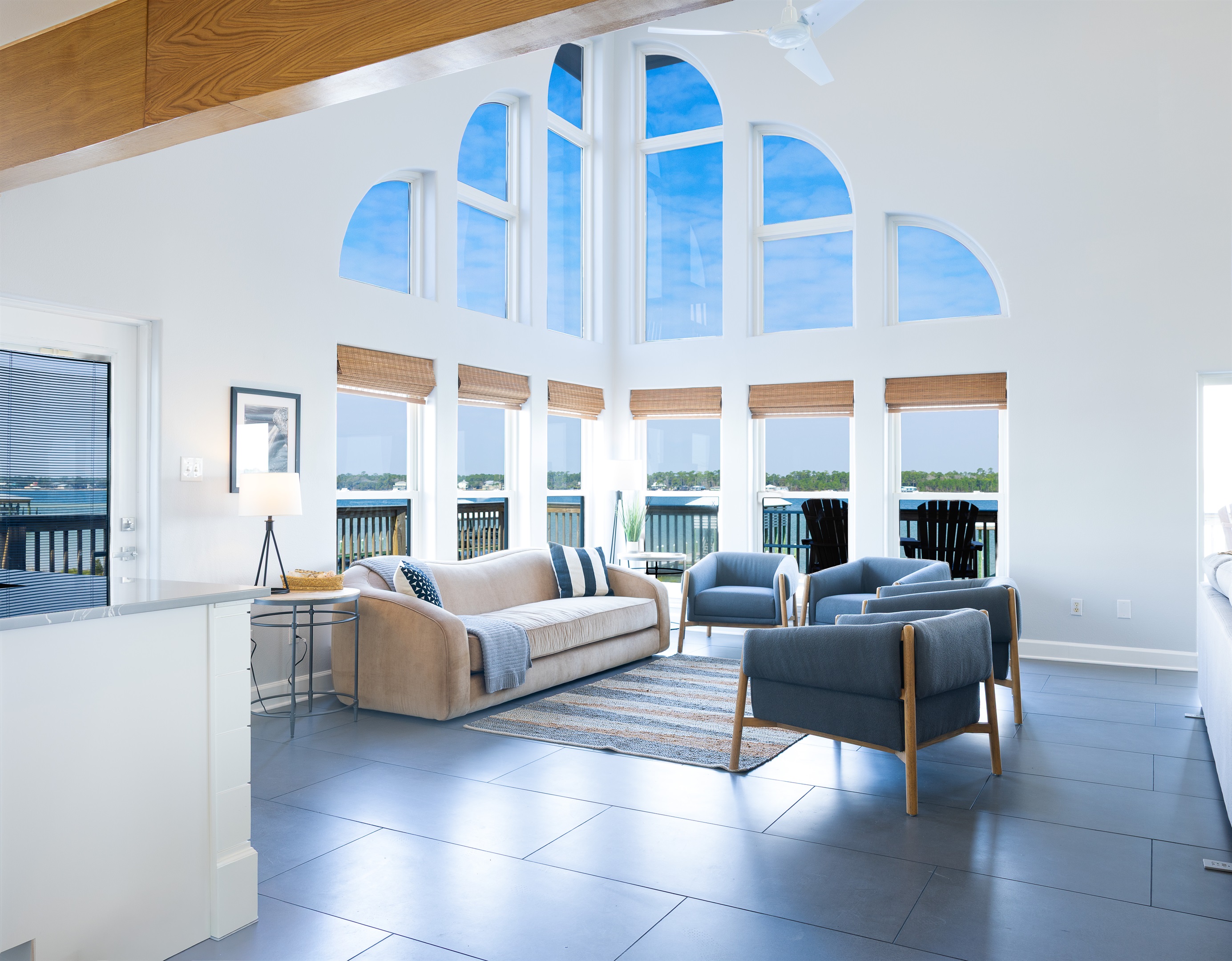 Two story windows with panoramic views