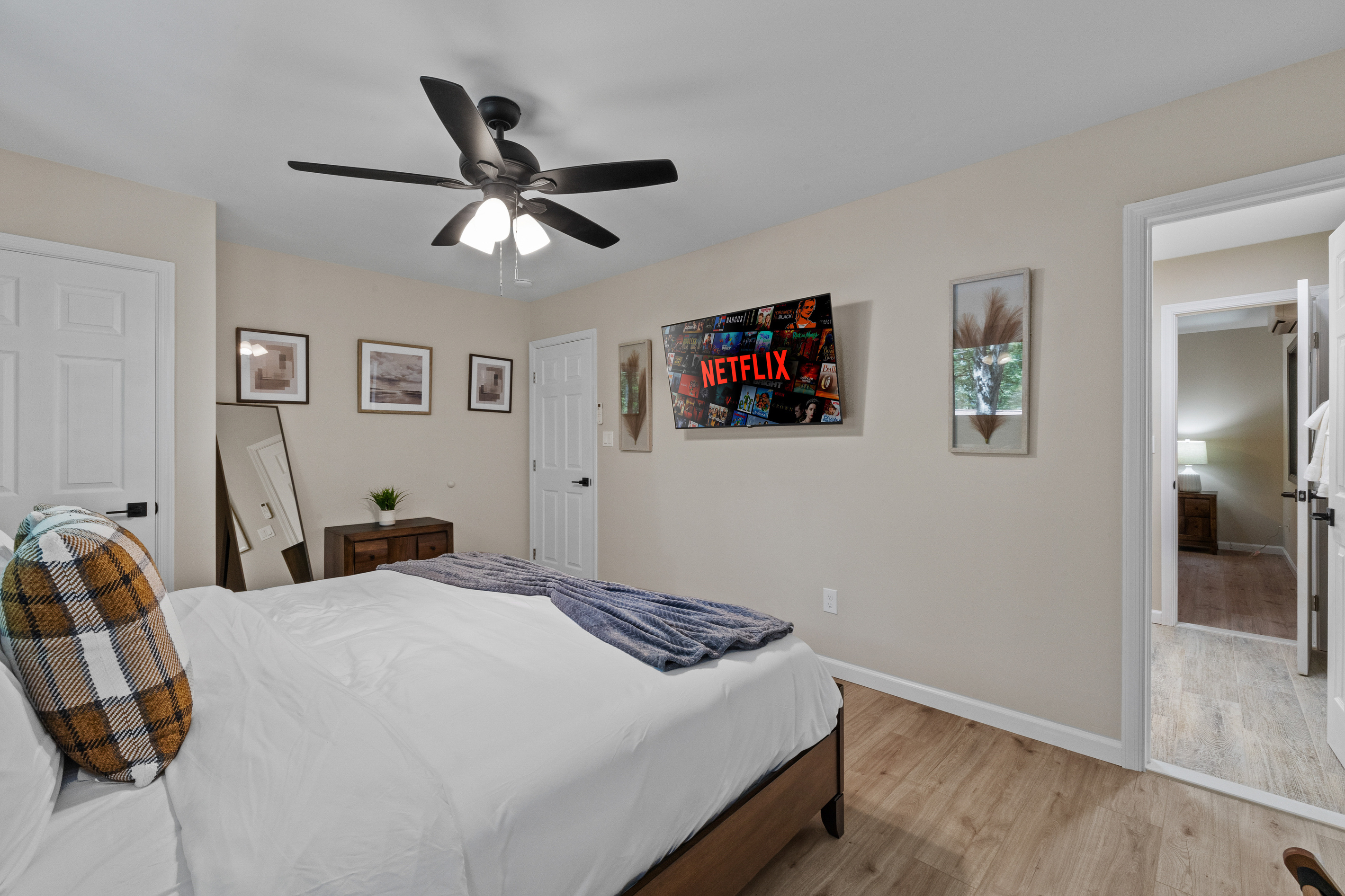 Bedrooms with TV's for late-night viewing