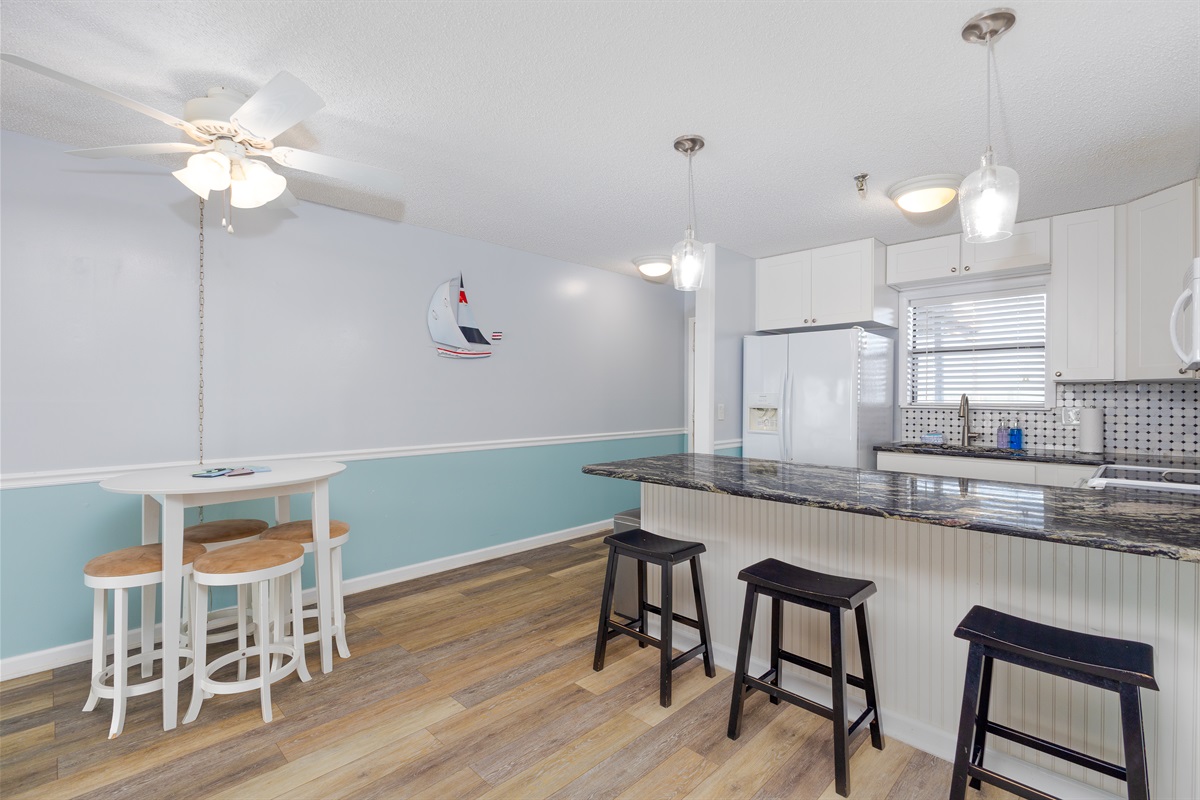 Dining table and bar area