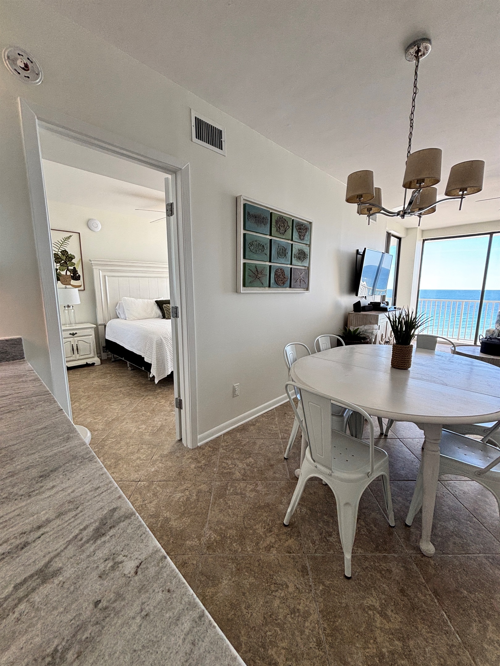 Table and bar seating make it easy for everyone to gather and eat together.