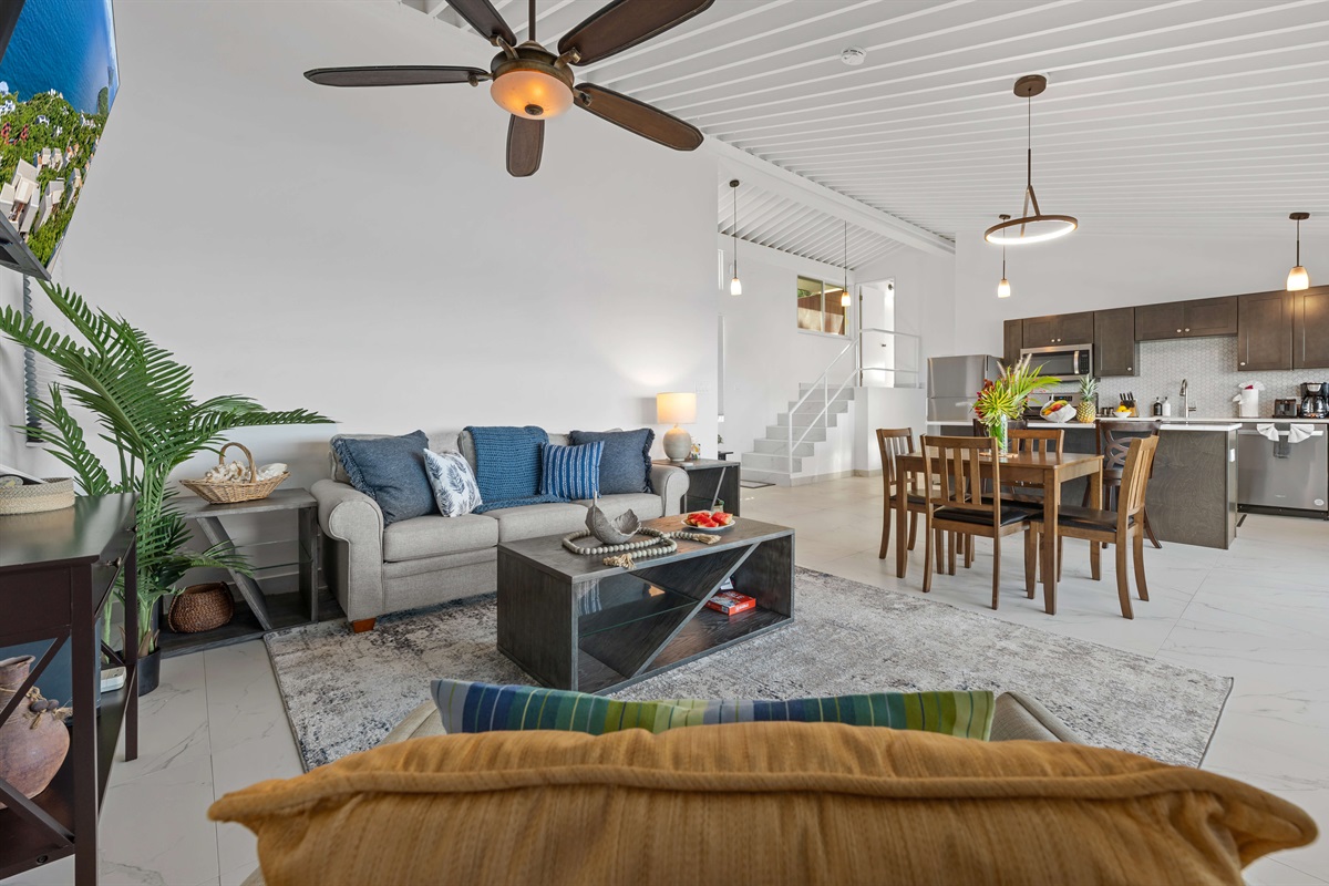 Comfortable living room with sleeper sofa