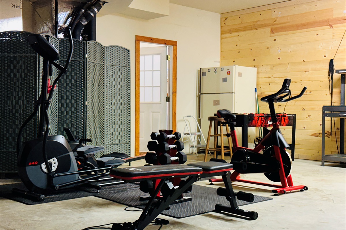 Exercise equipment in the ground floor bonus room