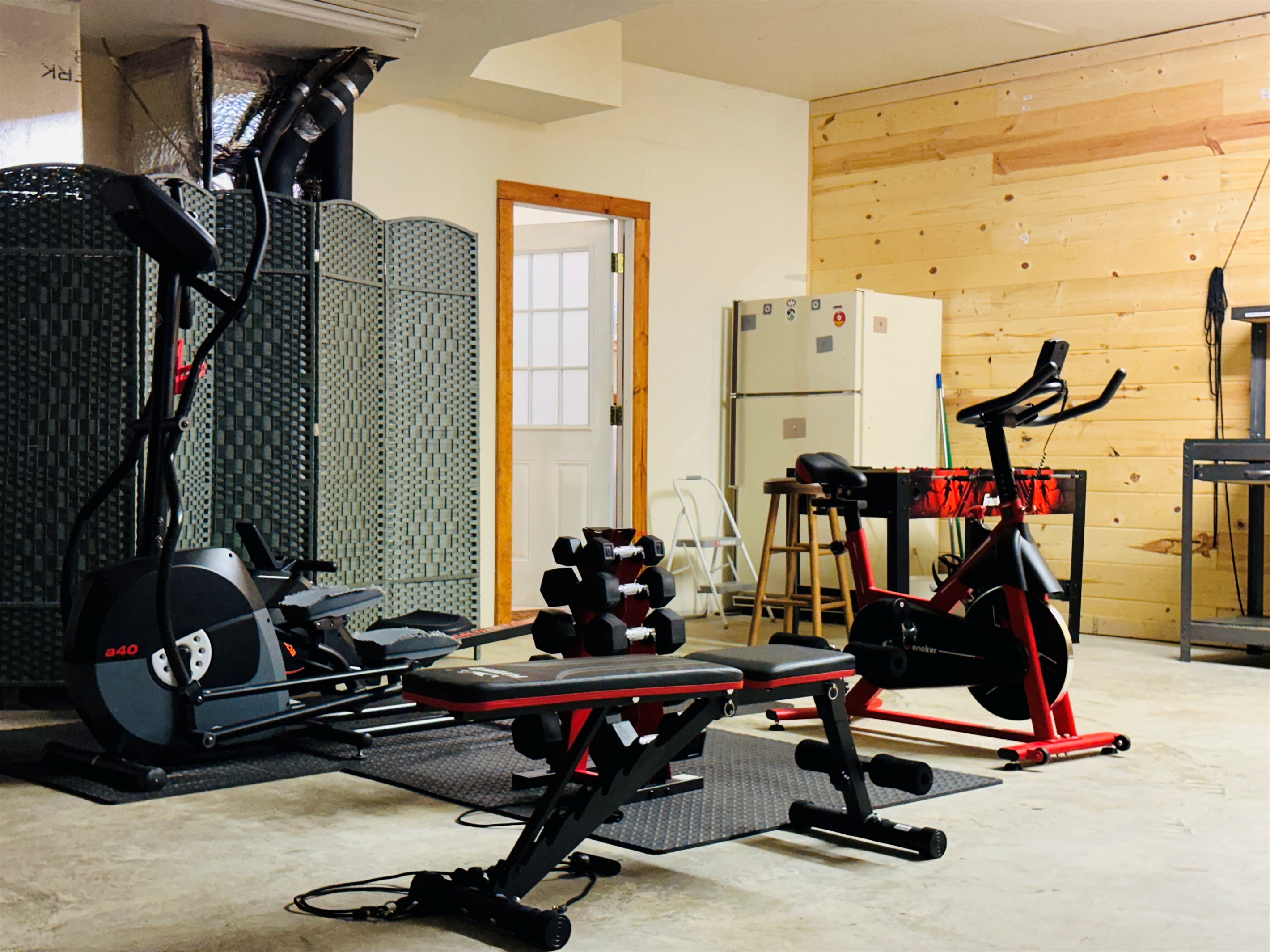 Exercise equipment in the ground floor bonus room