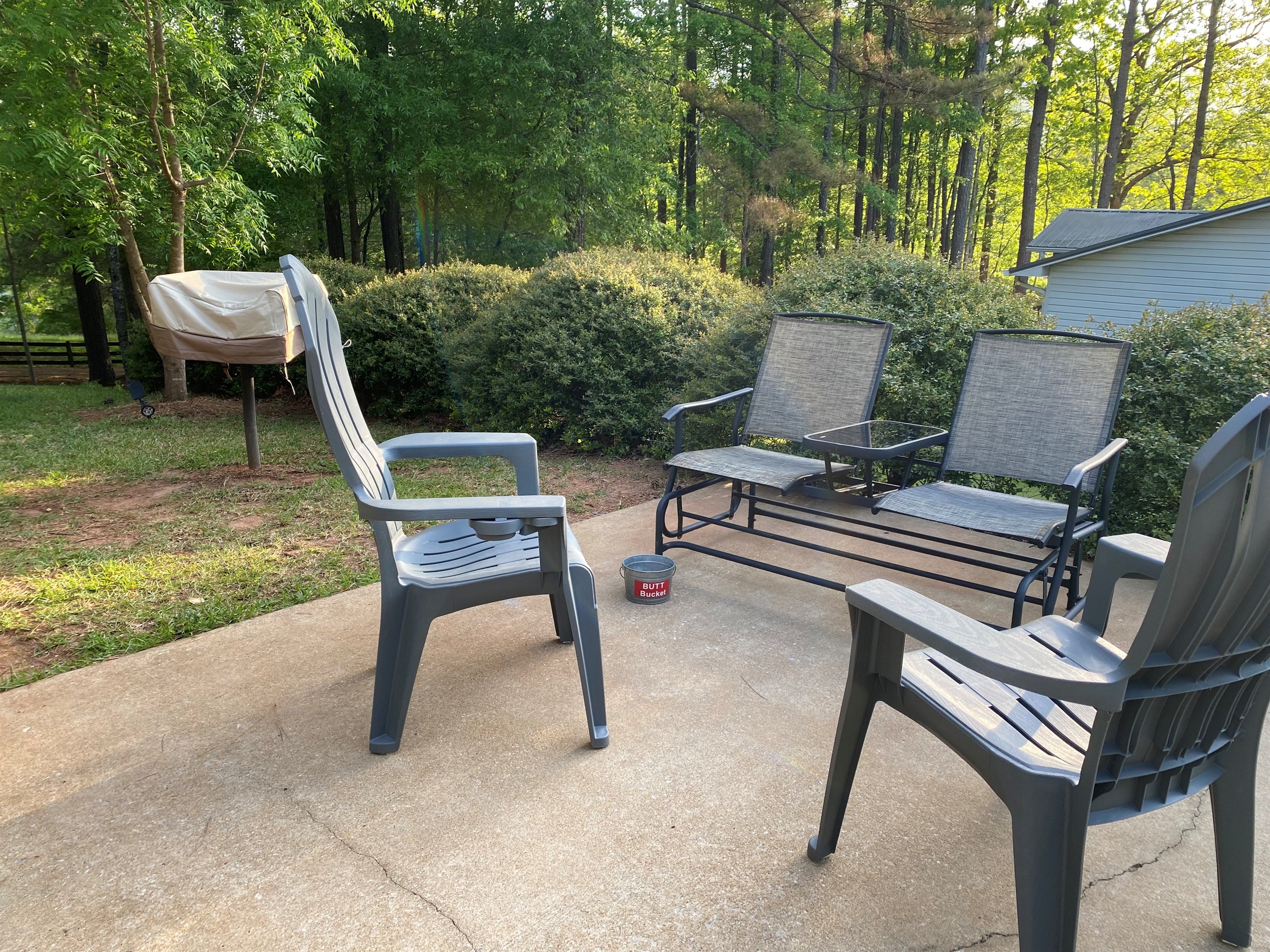 Comfortable area outside for smokers.