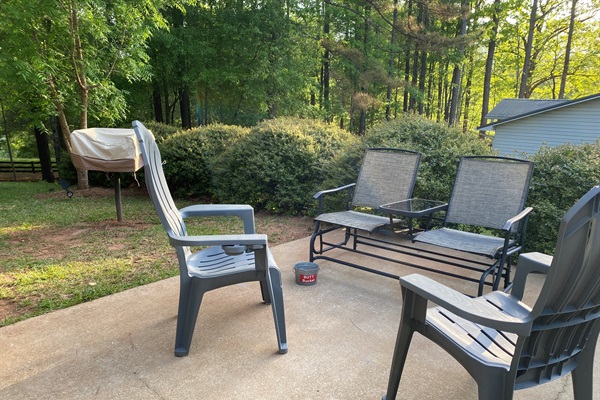 Comfortable area outside for smokers.