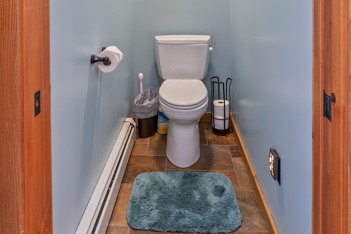 Cozy half bath with modern fixtures and convenient layout.
