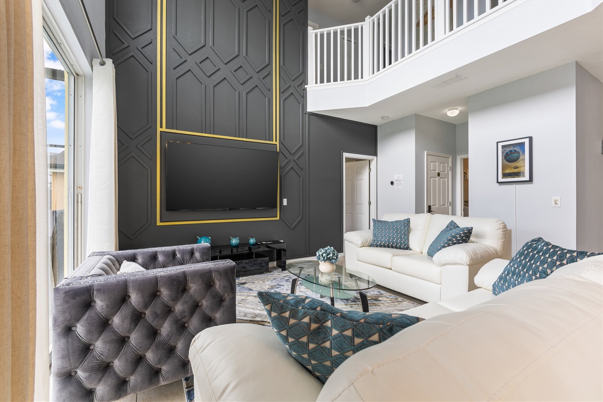 Spacious Living Room with High Ceiling