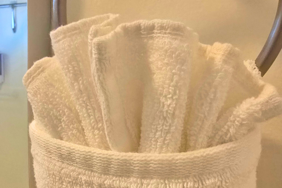 Fresh towels provided for every guest.
