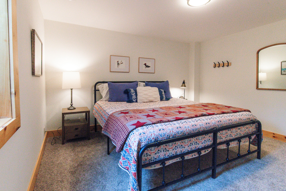Lower level king bedroom for a quiet peaceful night's rest.