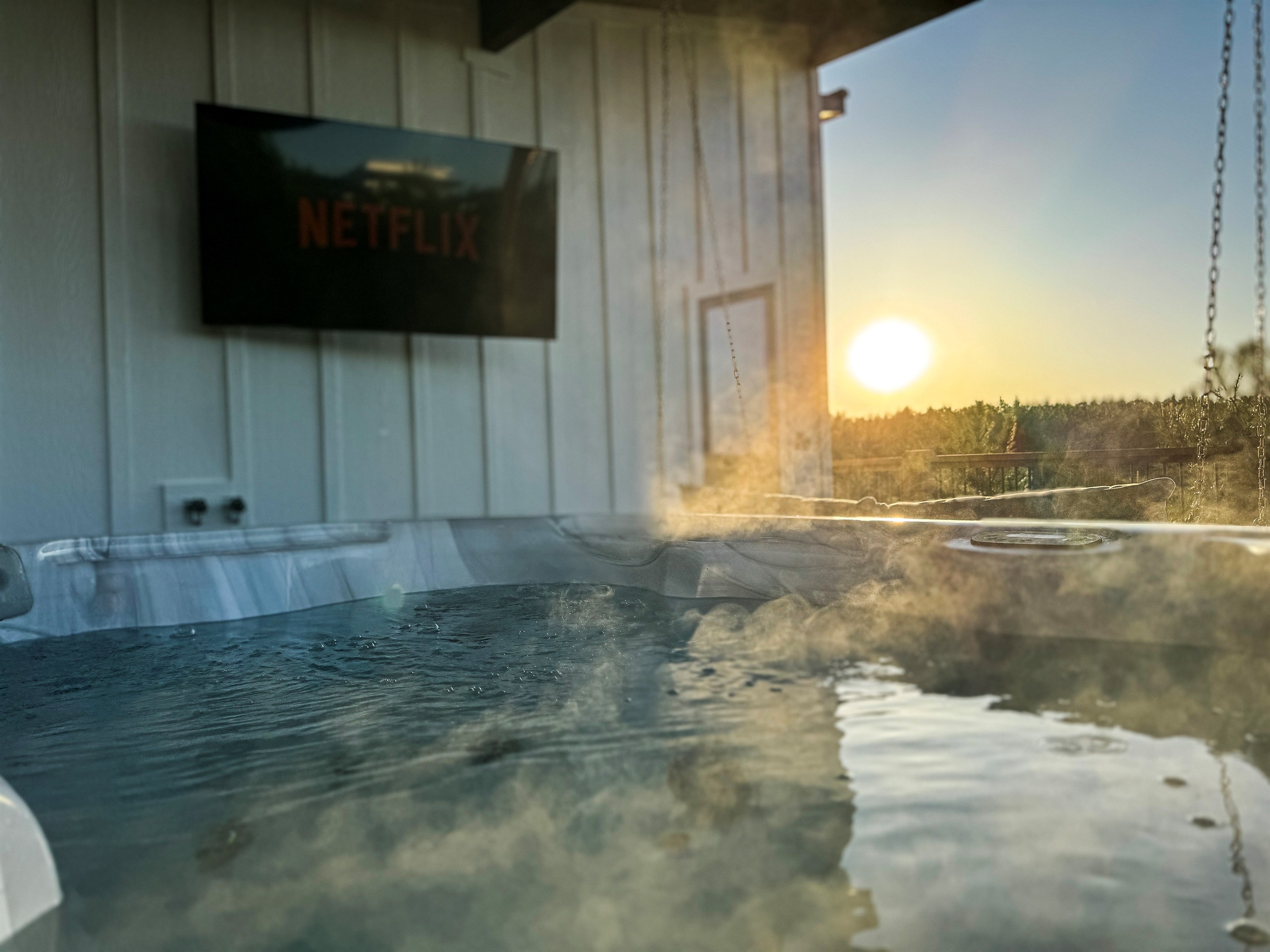 A bubbling hot tub on the upper deck with miles of gorgeous views. Perfect for unwinding after a day of adventure, soaking under the stars, or simply relaxing in the fresh mountain air.