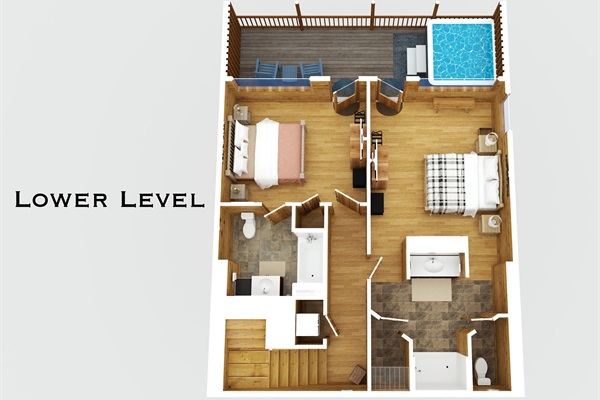 Two cool & private king suites await on the lower level.