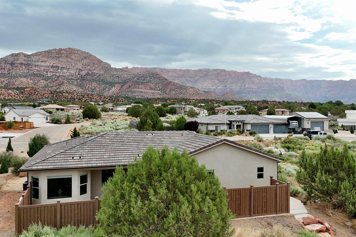 From the back of the home looking towards Zion NP