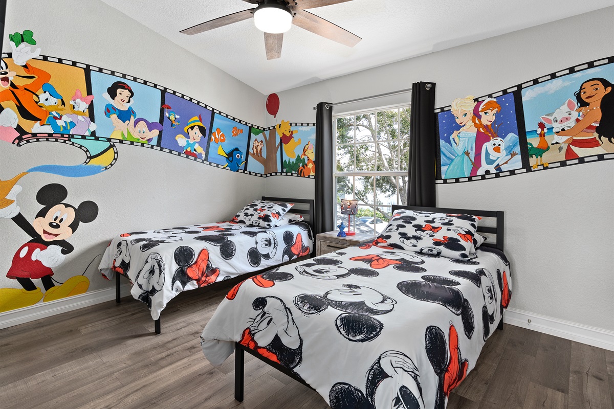 Disney-themed kids’ bedroom with over 40 characters at Belle’s Villa