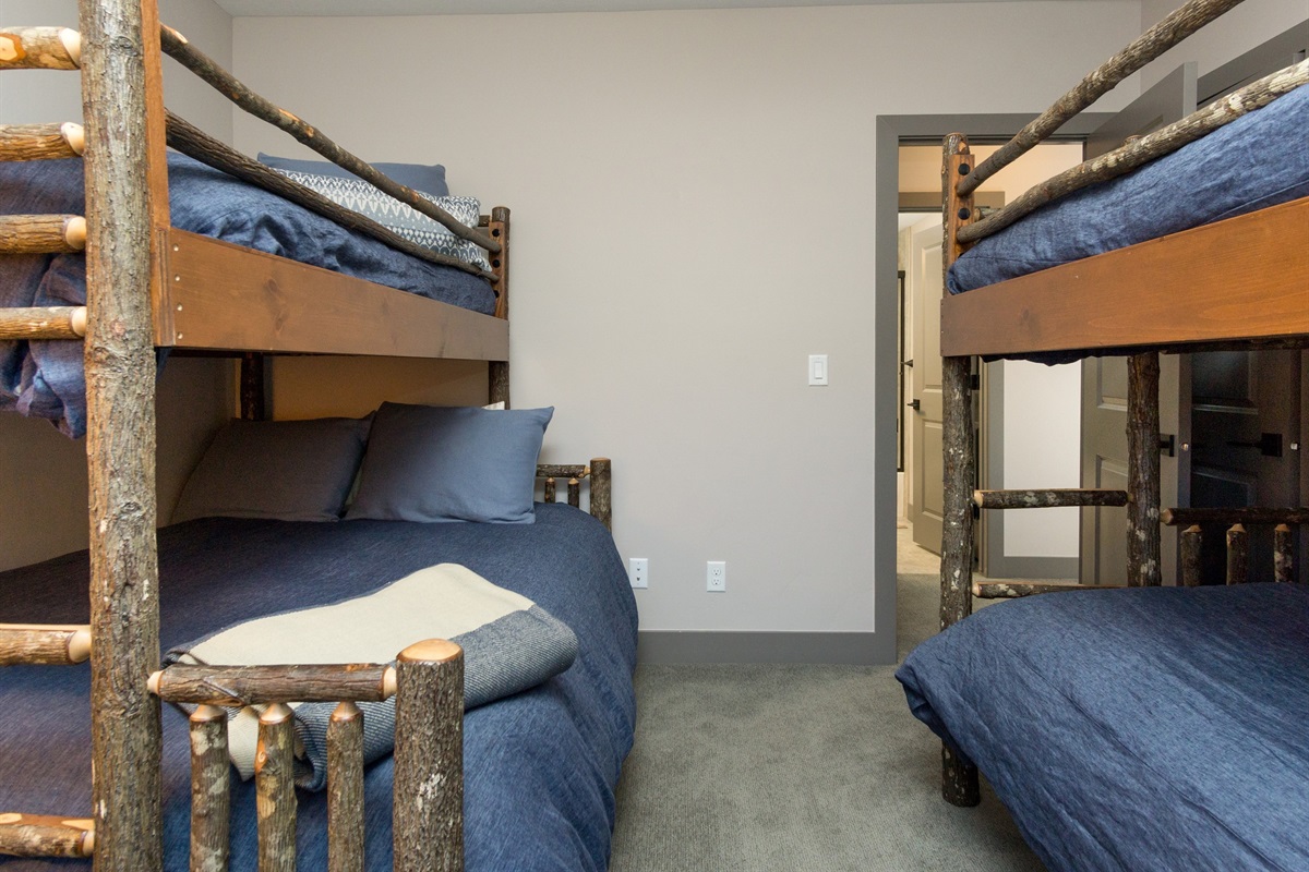 Additional bunk space designed for comfort and flexibility. Twin over full and a twin over twin bunk bed.