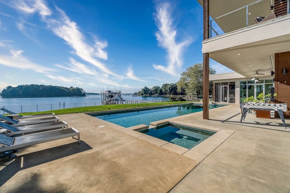Amazing views of Lake Norman from patio, pool and hot tub