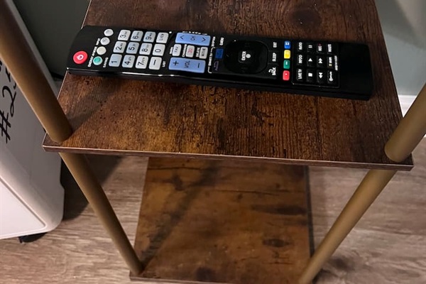 Remote control provided for the Smart TV and streaming apps.
