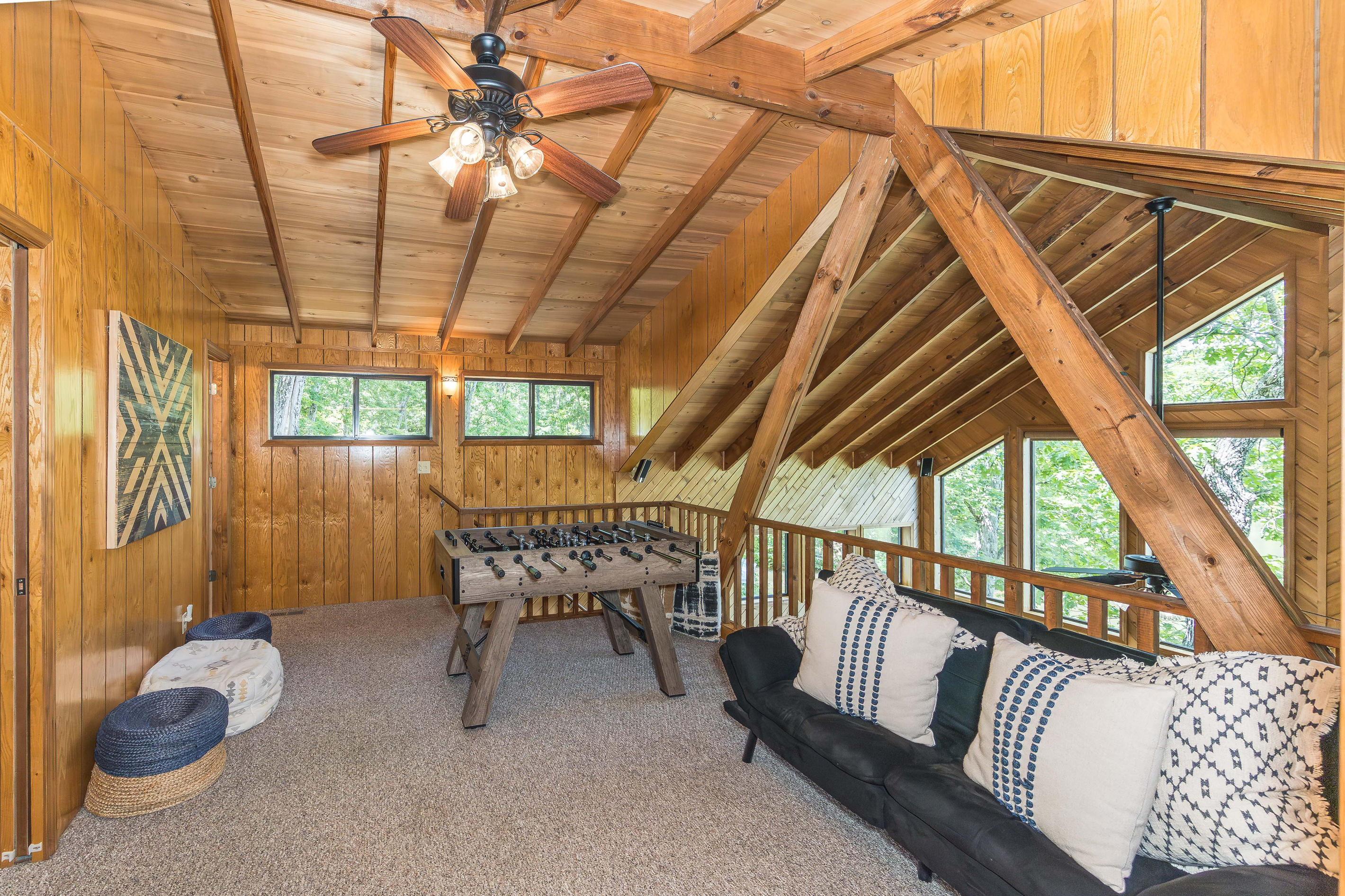 Loft game area overlooking the great room below.