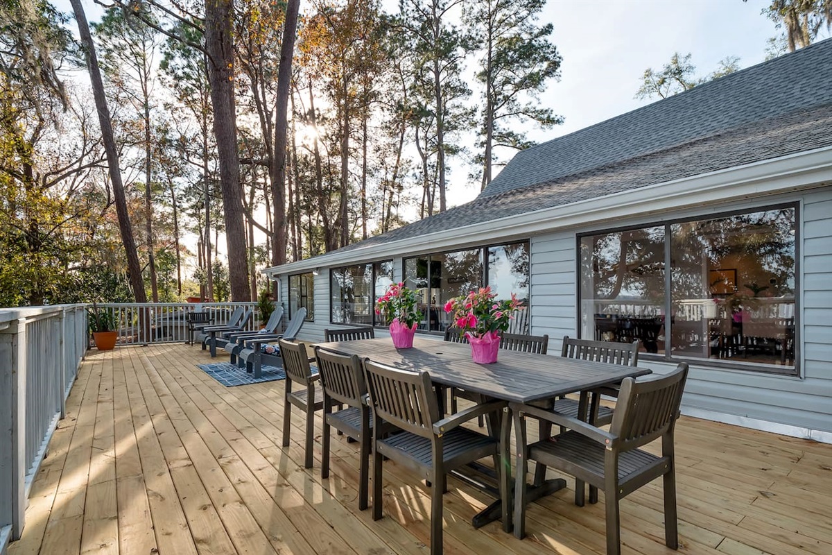 Outside dining table for 8 plus adirondack chairs