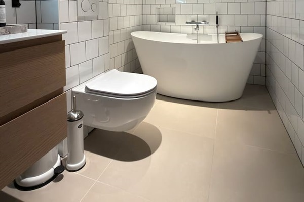 Enclosed bathroom for one of the bedrooms
