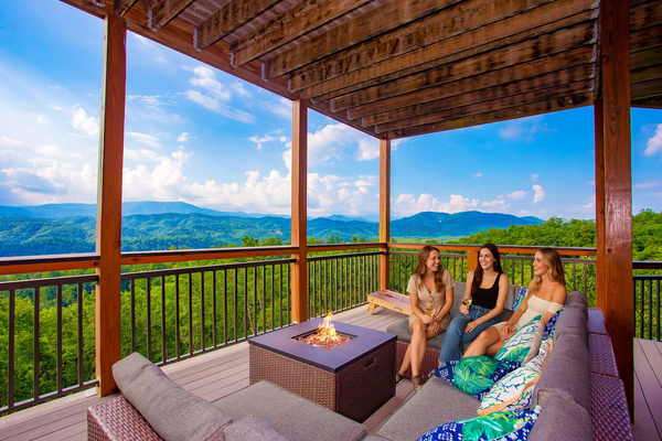 Catch up with loved ones by the fire table on the lower balcony, Splashing at the Bluff
