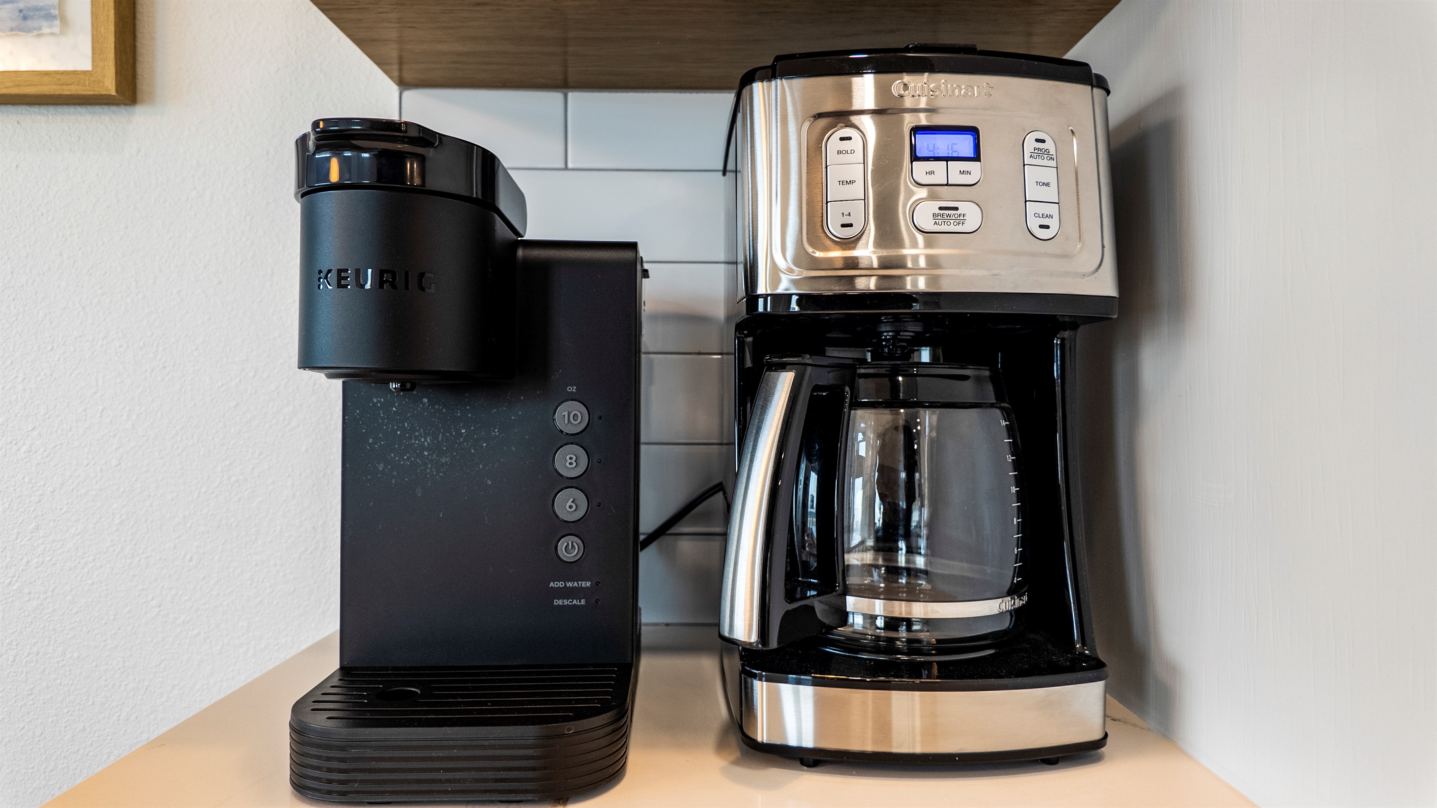 Keurig + drip coffee pot provided.