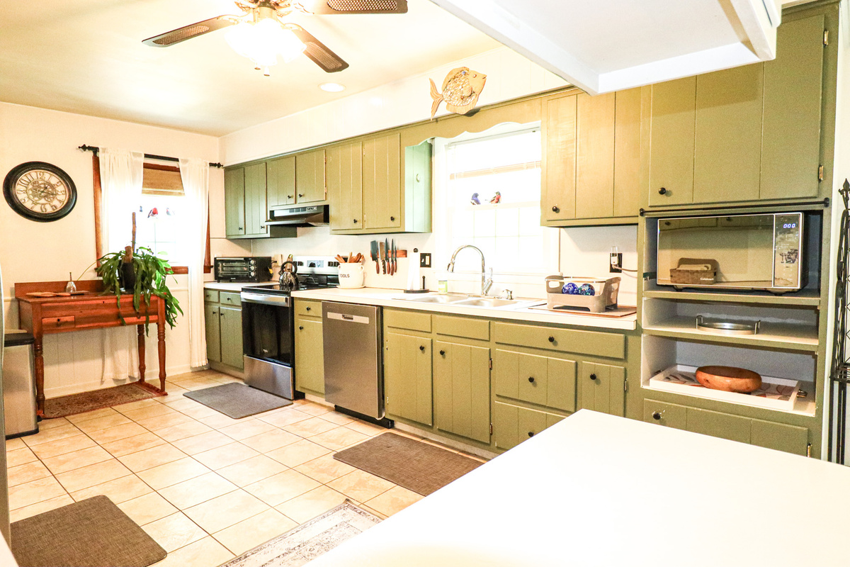 The fully equipped kitchen has everything you need to cook meals, snacks, or holiday dinners.