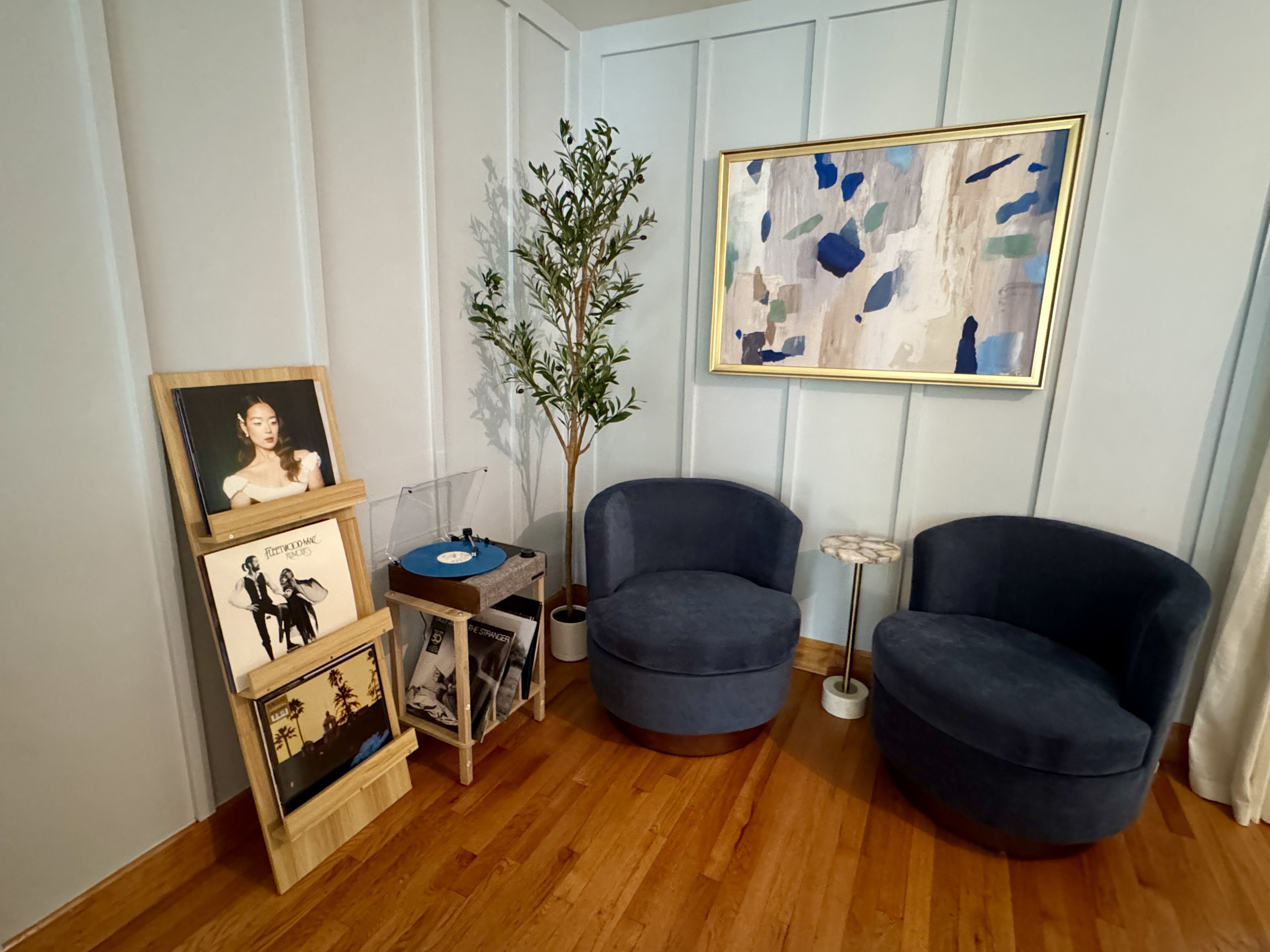Put on a favorite record, unwind in the listening nook, and enjoy one of the quietest corners of the house.