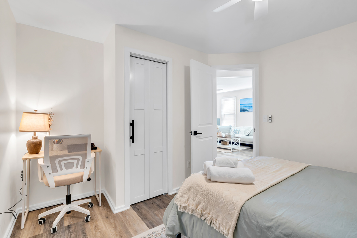 Knock out a few emails at the dedicated desk if you have to work. The second bedroom doubles as a quiet office, so you can mix the trip with a little focus.