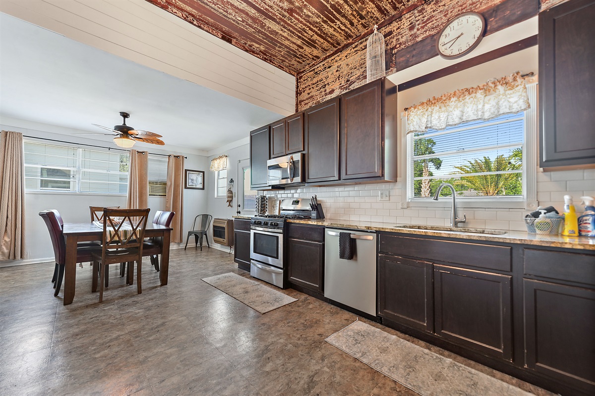 Kitchen and dining areas.