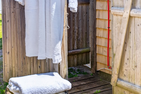 Rinse off the sand under a refreshing outdoor shower!
