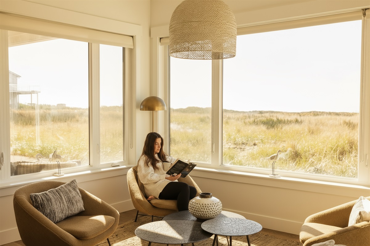 {Sun Room} The perfect nook to sip coffee or wine while watching the sunset.
