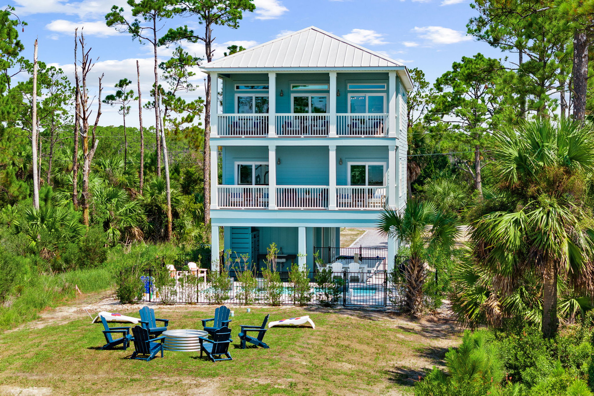 Relax around the fire pit, play outdoor games, or simply enjoy the peaceful surroundings of the Forgotten Coast.
