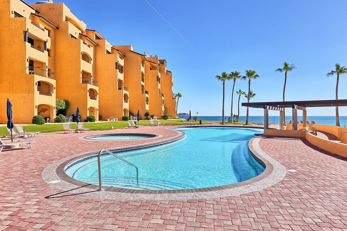 Pool by the "E" Building with the Manta Ray Swim-Up Bar.  Heated in the Winter.