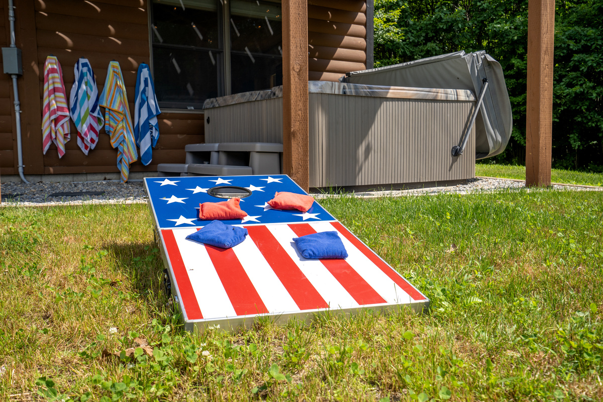 Challenge your family and friends to a fun game of cornhole in the spacious outdoor yard!
