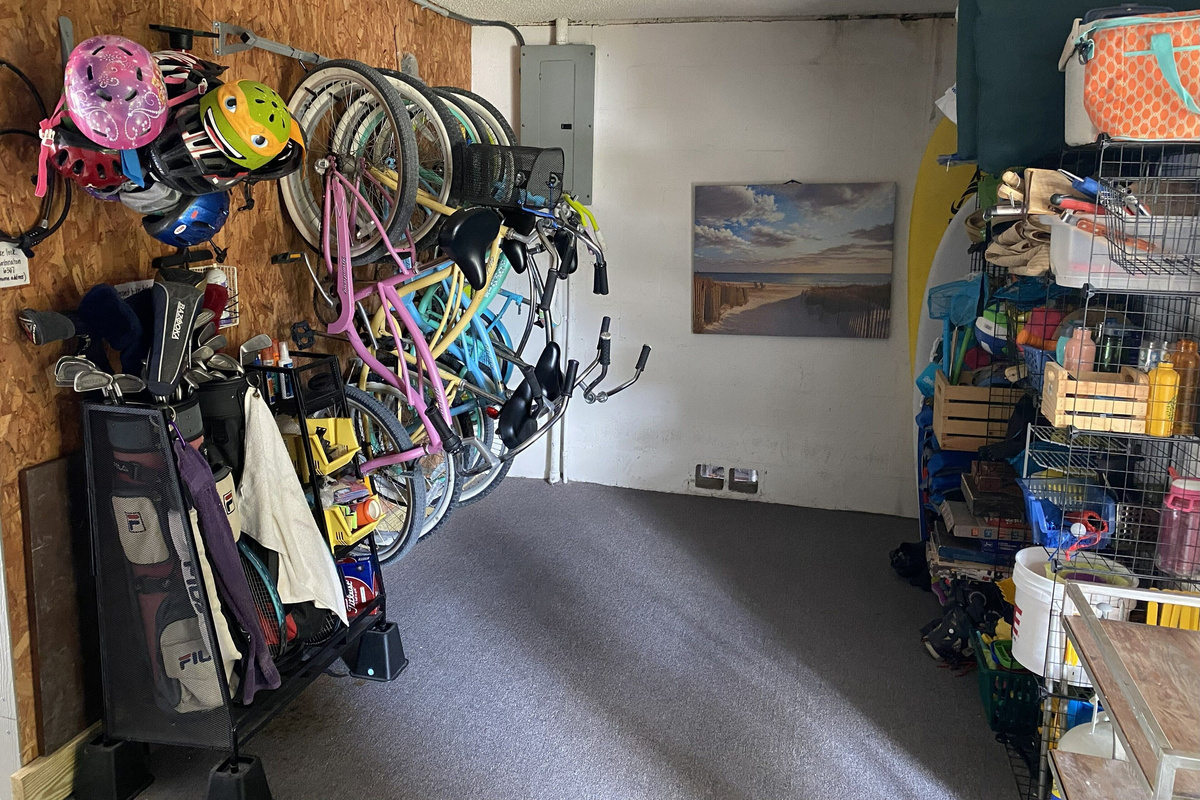 Our garage has a pool/ping pong table, free bikes and a dart board! 