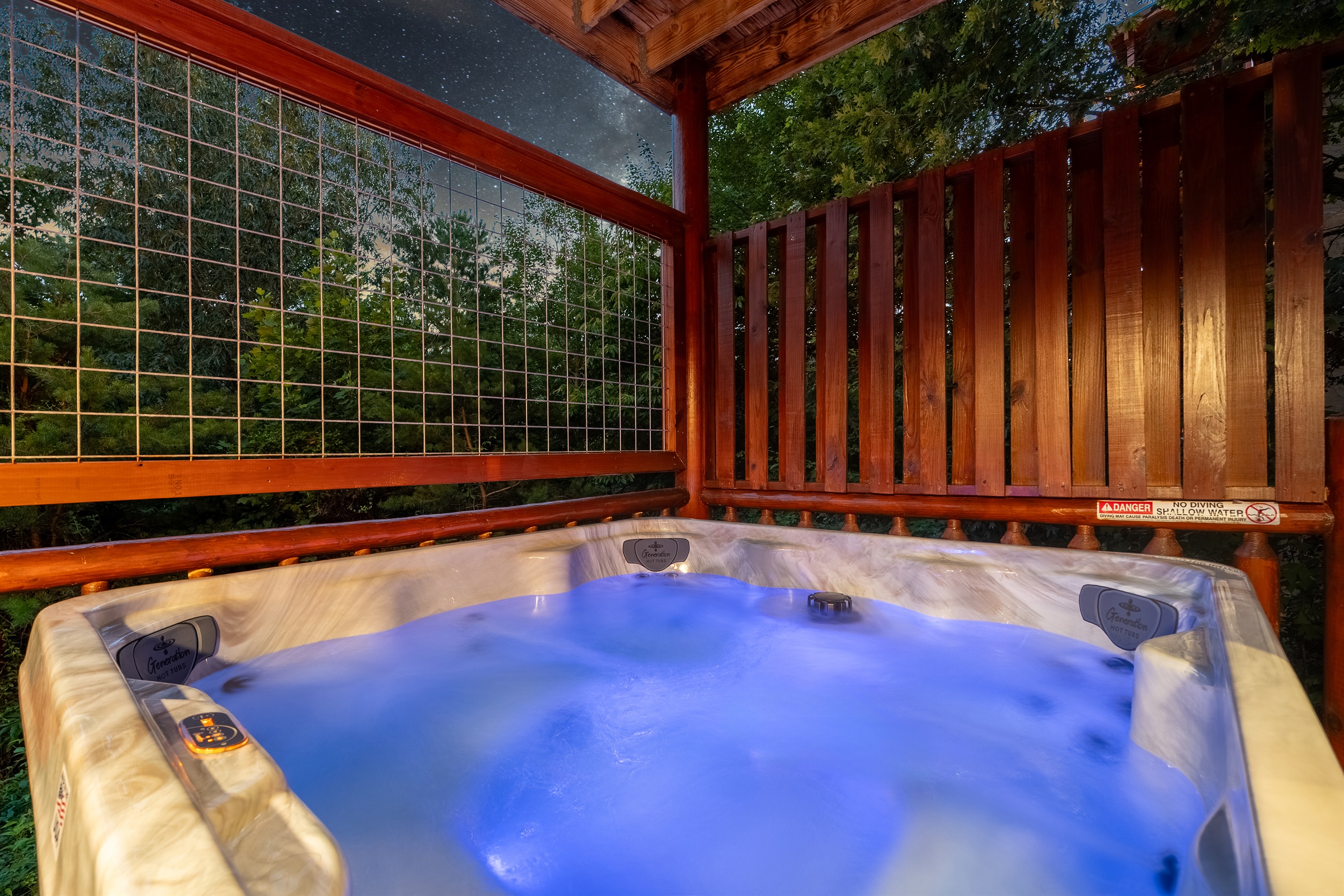 Warm up in our brand new 7 person hot tub! (Drained and sanitized after every guest)