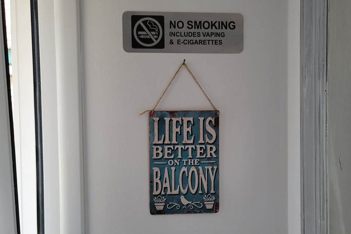 Smoking is allowed outside, there are ashtrays provided.