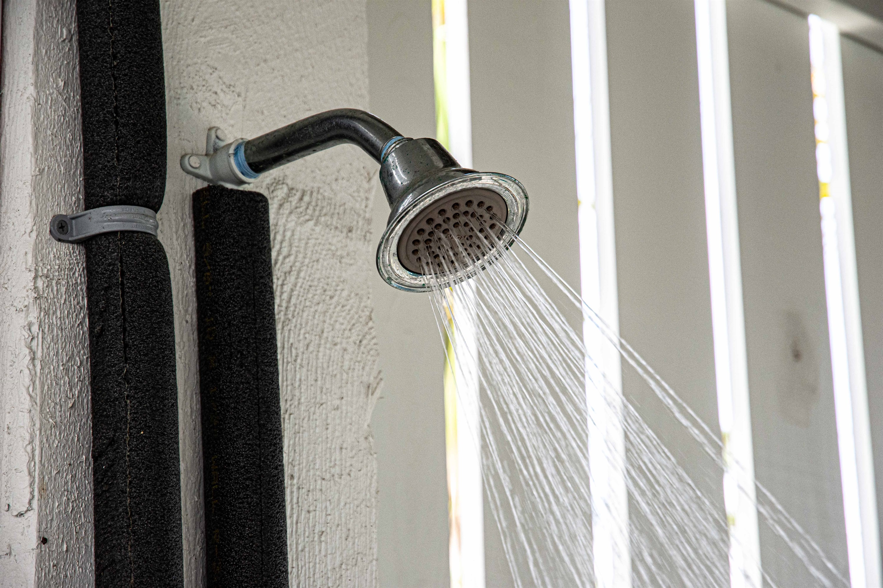 Fresh water shower for cleaning up and cooling off after a big day. Frehs water never felt so good.