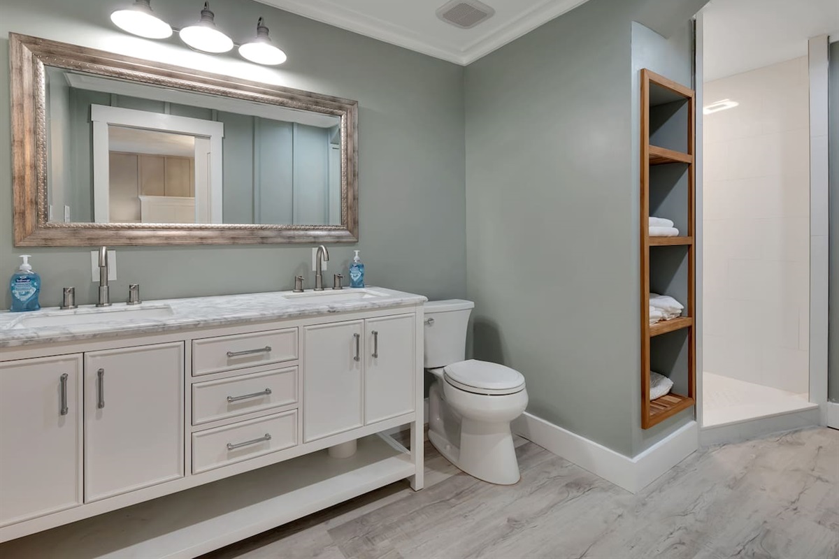 Master bathroom, double vanity, walk-in shower, bluetooth music connection