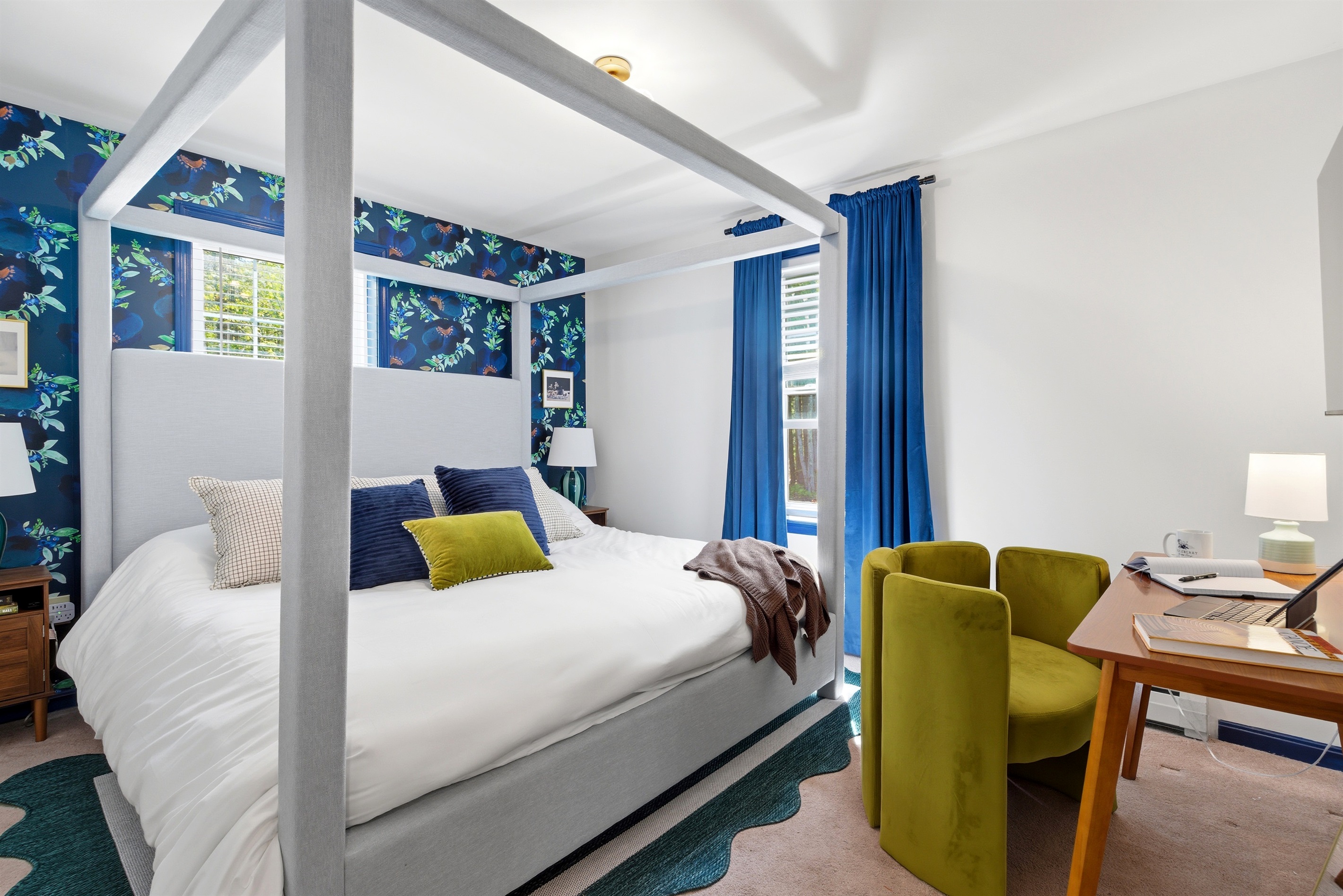 A restful bedroom designed for comfort and relaxation, offering a peaceful space to unwind and recharge.