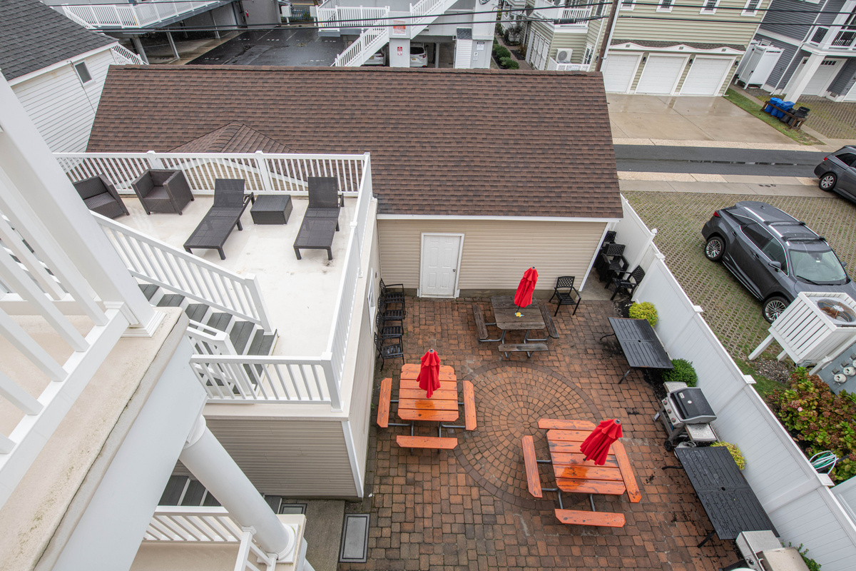 Aerial View of Outdoor Patio and Dining Area