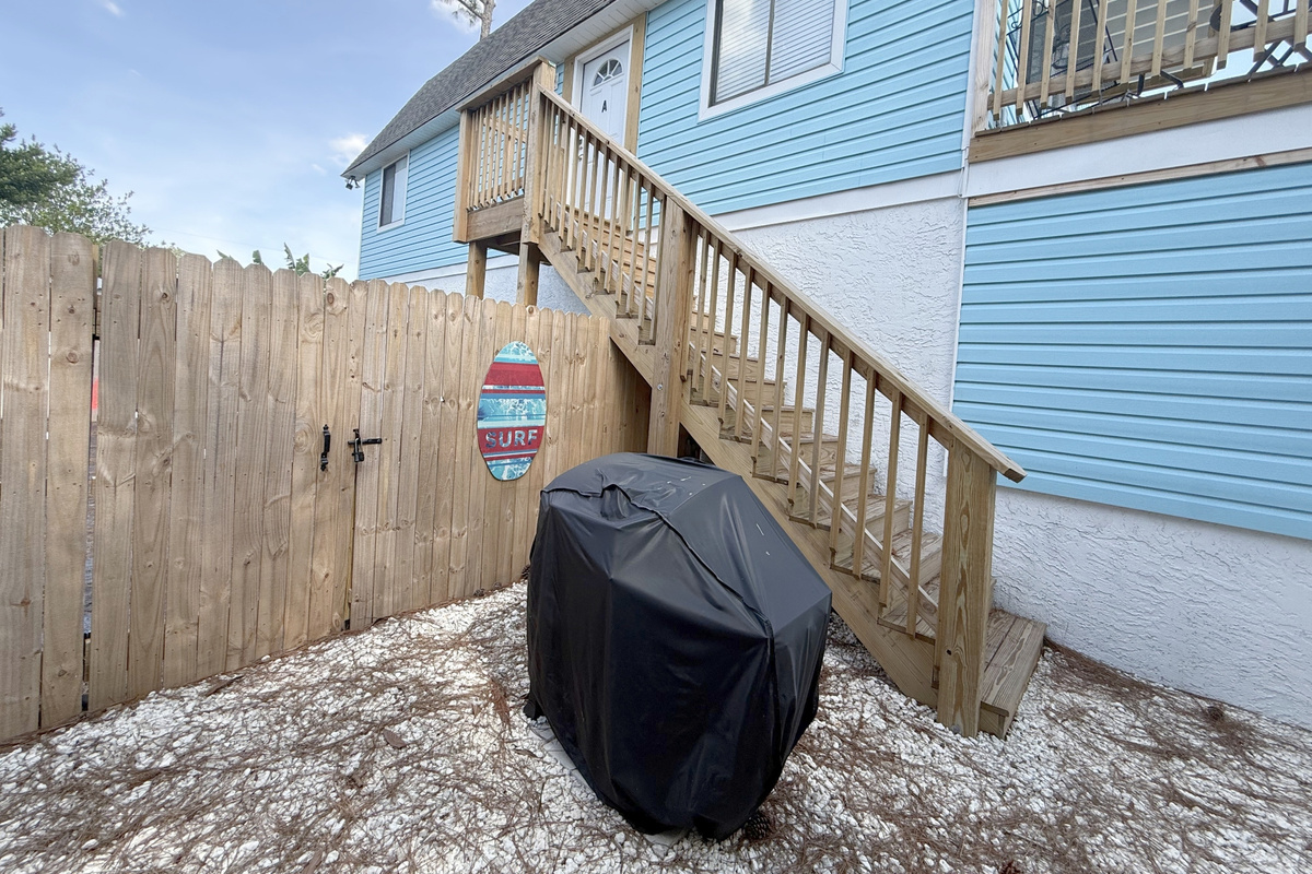 Grill in the side yard