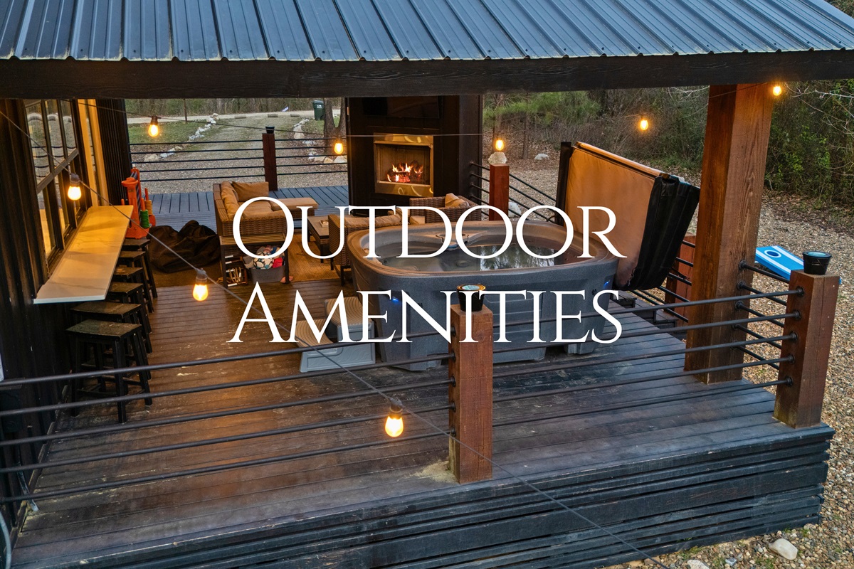 The outdoor living area is designed for gathering, with comfortable seating and a welcoming layout that encourages you to spend time outside.