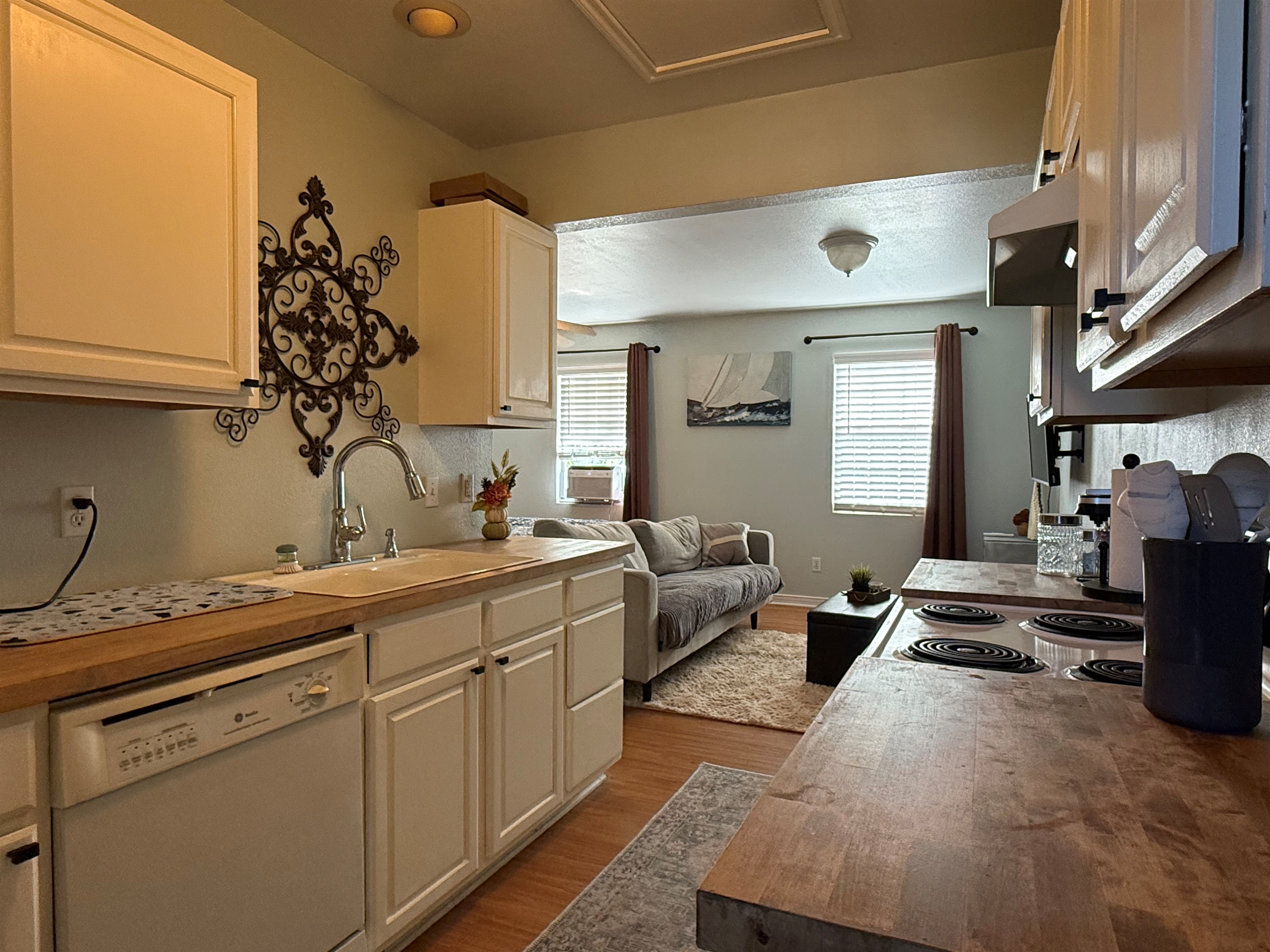 Kitchenette with essentials.