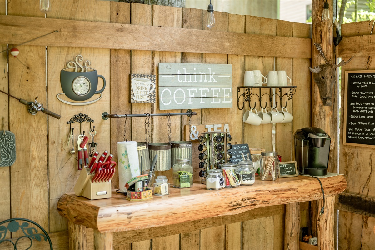 Coffee bar located in the shared kitchen area