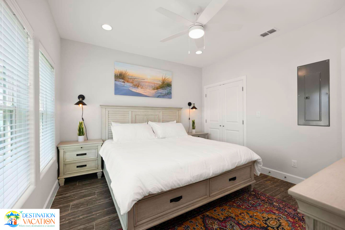 A peaceful bedroom sanctuary for restful vacation nights.