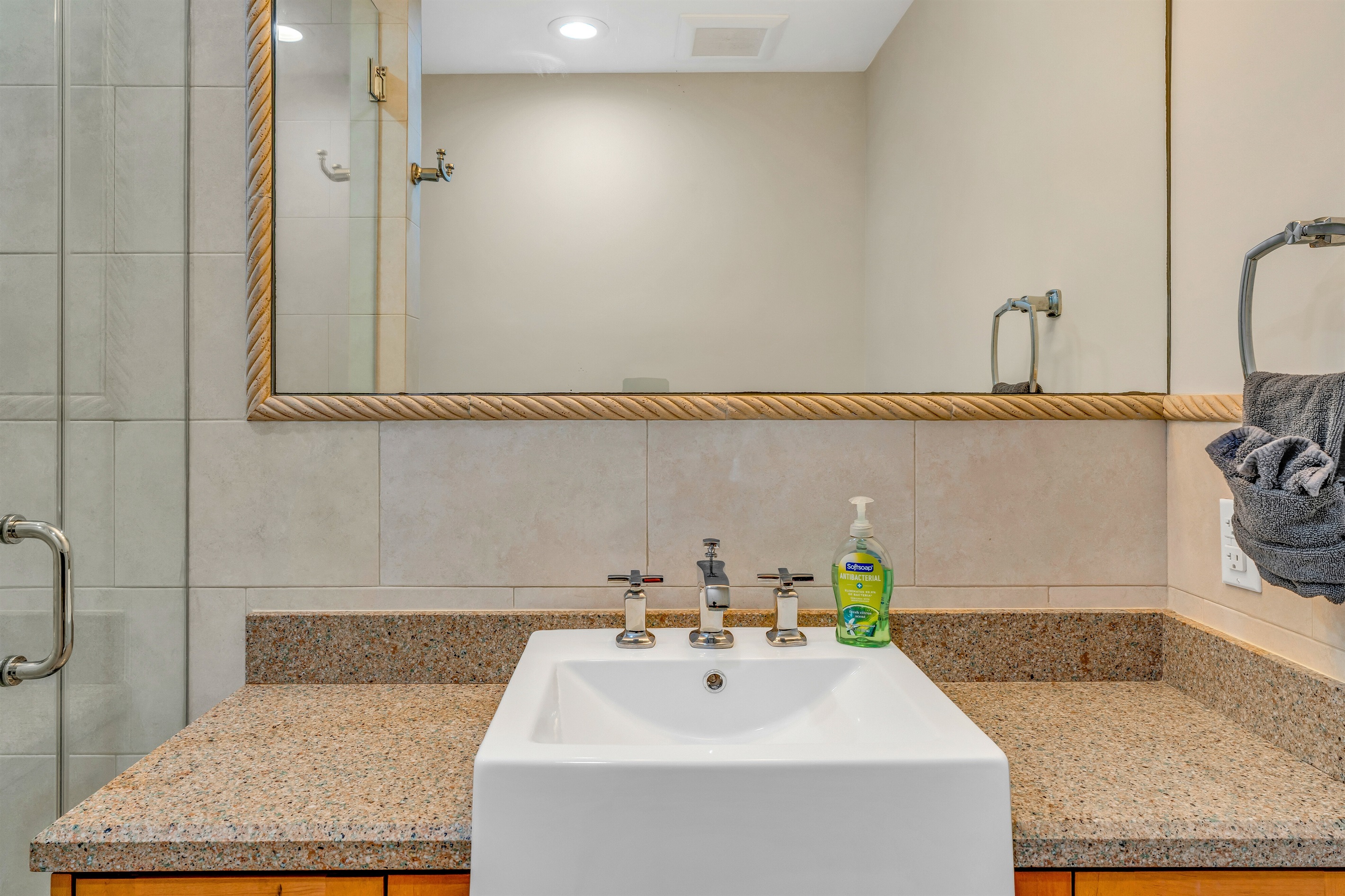 There are 4.5 bathrooms in this house.  A full bathroom for every bedroom and a half bath in the backyard cabana near the pool.