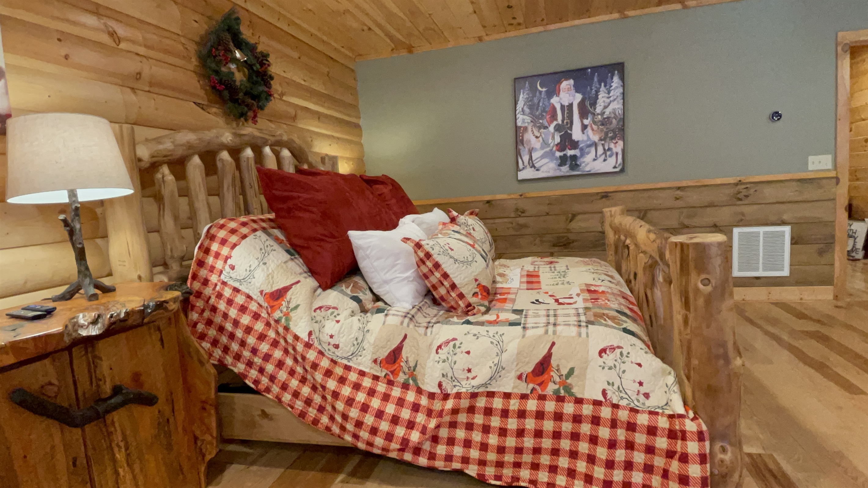 Adjustable king beds in Santa Room, lower profile for accessibility