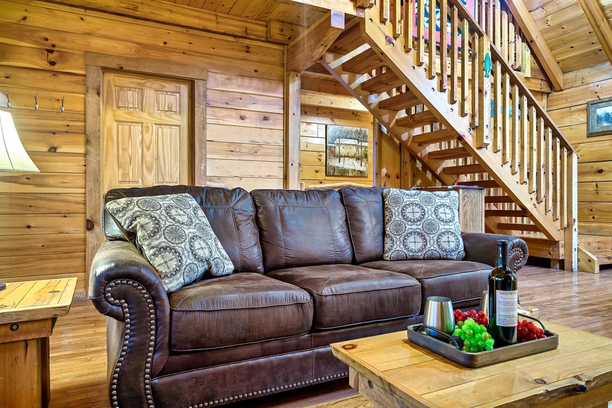 Sleeper sofa with the bathroom and main bedroom nearby
