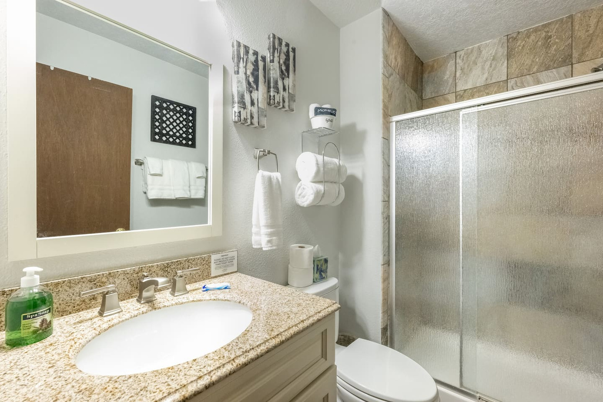 Bathroom #2 with Shampoo, Conditioner and Body Wash provided
